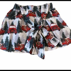 Holiday Vintage Truck Christmas Skirt Handmade 2/3